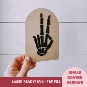 SVG Halloween Decor, Spooky Vibes, Peace Sign, Skeleton Hand, Laser Cut File, Laser Files, Trendy Laser File, Retro SVG File