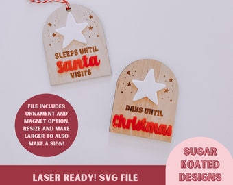 SVG Sleeps Until Santa Visits, Days Until Christmas, Christmas Countdown, Laser Cut File, Laser File, Christmas SVG, SVG Files, Laser File