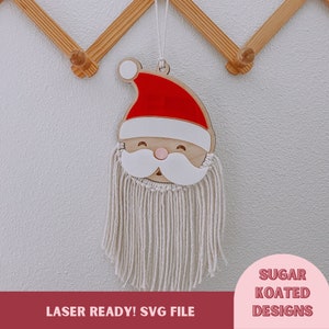 Père Noël en macramé SVG, Père Noël en macramé, Père Noël svg, fichier découpé au laser, fichier laser, Noël SVG, fichiers SVG, fichier laser