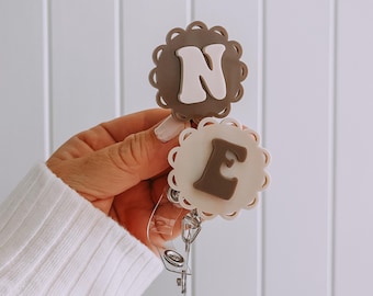 Personalized Badge Reel, Cute Badge Reel, Nurse Badge Reel, Teacher Badge, Badge Accessories, Retractable ID Badge, Scalloped Badge Reel