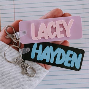 Acrylic Name Tag, Backpack Name Tag, Keychain Name Tag, Custom Bag Tag, Lunch Box Name Tag, Back to School, Backpack Tag, Diaper Bag