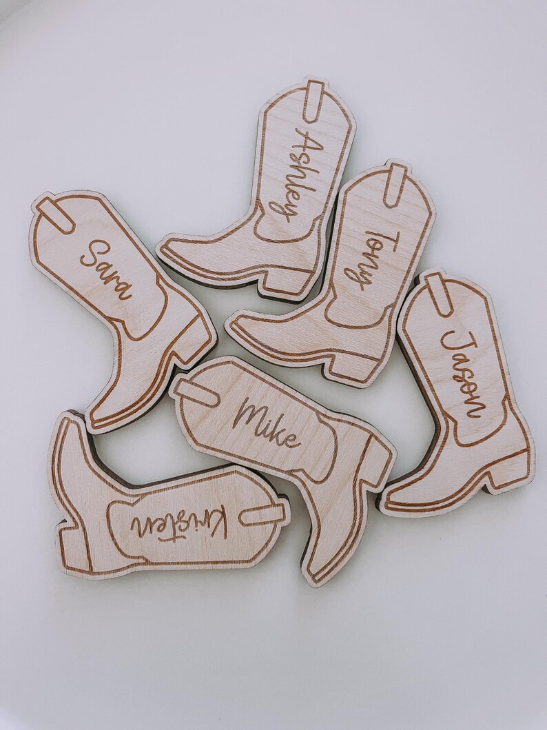 Personalized Cowboy Boot Place Card, Boot Name Card, Bachelorette Party ...