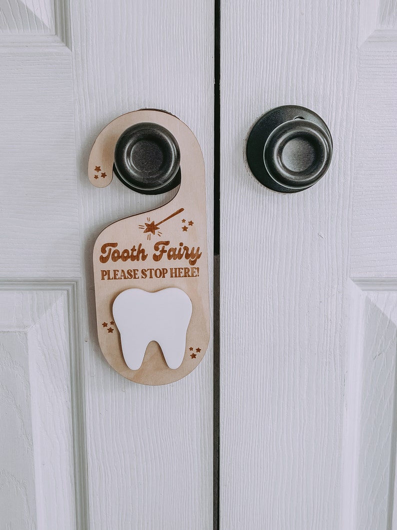 SVG Tooth Fairy Please Stop Here Door Knob Sign, Tooth Fairy SVG, Tooth Fairy Money Holder svg, Laser Cut File, Laser File, SVG Files image 3