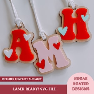 Etiqueta de carta de corazón SVG, etiqueta de corazón de letra, letras retro, SVG de San Valentín, archivo cortado por láser, archivos láser, archivo láser de moda, etiqueta de San Valentín