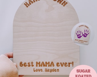 Signe d'empreinte de main SVG haut la main, meilleure maman jamais SVG, meilleur papa jamais svg, fichier découpé au laser, fichier laser tendance, fichier SVG, fête des mères, fête des pères