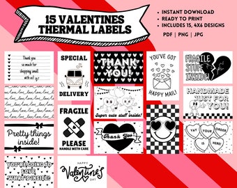 Valentines Thermal Label Bundle, Thermal Printer Stickers, Shipping Stickers, Thermal Stickers, Rollo Printer, Stickers for Small Businesses