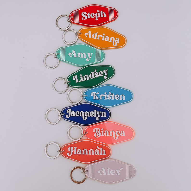 Custom Retro Inspired Motel Keychain Personalized Keychain Etsy