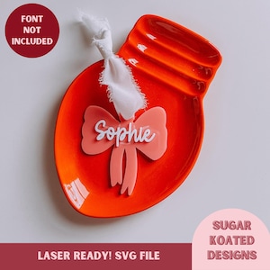 SVG Bow Tag, Bow Name Tag, Bow Stocking Tag SVG, Bow svg, Laser Cut File, Valentines svg, SVG Files, Laser File, Digital File, Glowforge