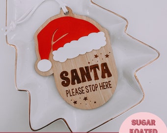 SVG Santa Please Stop Here, Santa Stop Here Ornament, Laser Cut File, Laser File, Christmas SVG, SVG Files