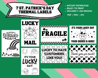 St. Patrick's Day Thermal Label Bundle, Thermal Printer Stickers, Shipping Stickers, Thermal Stickers, Rollo Printer