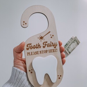 SVG Tooth Fairy Please Stop Here Door Knob Sign, Tooth Fairy SVG, Tooth Fairy Money Holder svg, Laser Cut File, Laser File, SVG Files image 6
