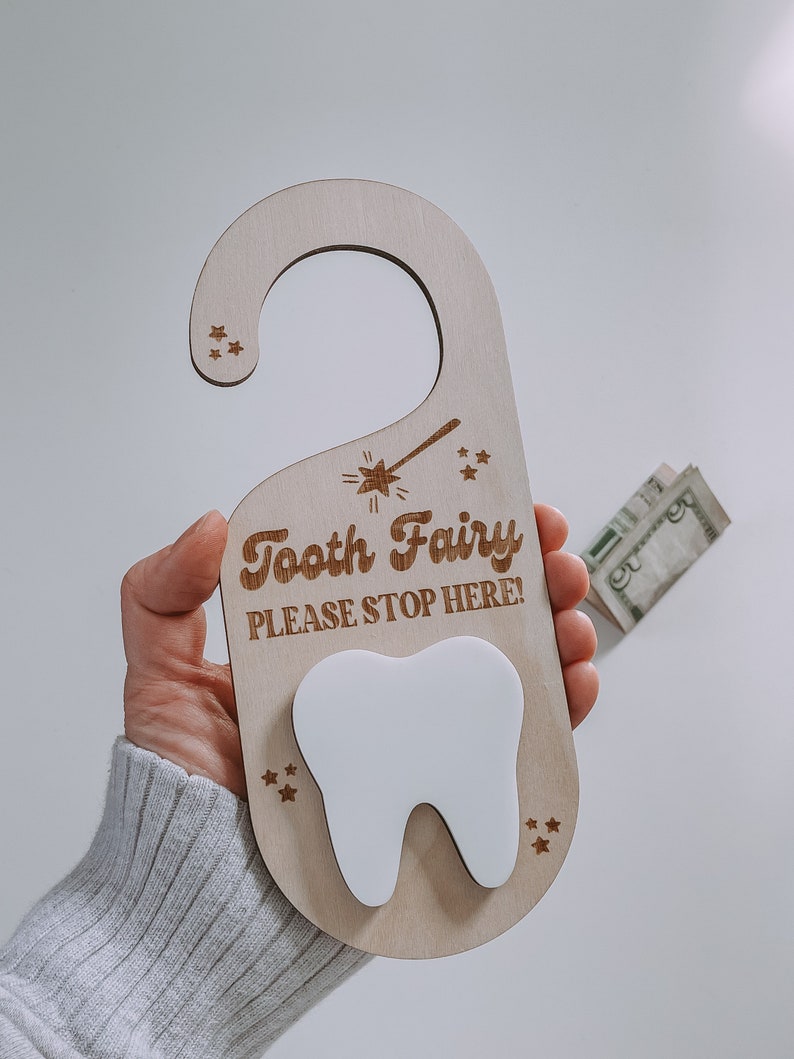 SVG Tooth Fairy Please Stop Here Door Knob Sign, Tooth Fairy SVG, Tooth Fairy Money Holder svg, Laser Cut File, Laser File, SVG Files image 6