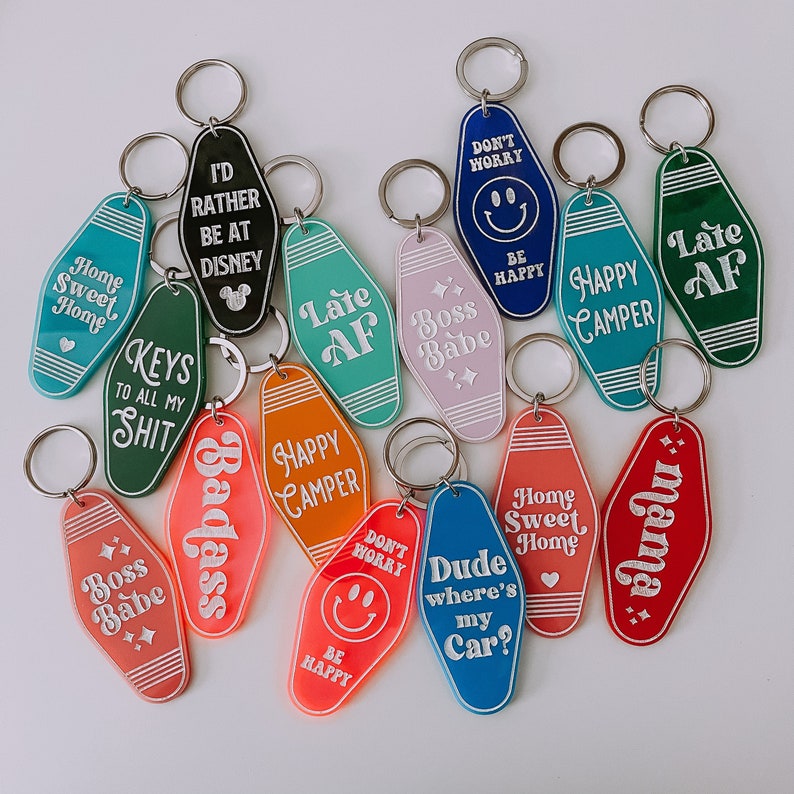 Retro Inspired Motel Keychain, Funny Keychains, Motel Keychain, Retro Keychain, Unique Gift Idea, Car Keys, House Keys 