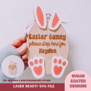 Coniglietto di Pasqua SVG Per favore fermati qui, Pasqua SVG, Coniglietto di Pasqua, Segno di Pasqua, Decoro di Pasqua, File di Pasqua, File di taglio laser, File laser, File SVG