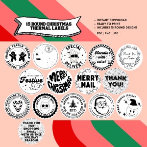 Christmas Thermal Label Bundle, Thermal Printer Stickers, Shipping Stickers, Thermal Stickers, Rollo Printer, Stickers for Small Businesses