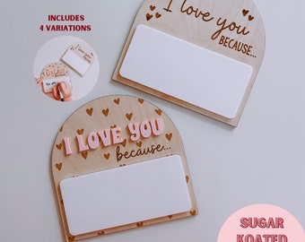 SVG I Love You Because, Valentine's SVG, Valentine's Day, Laser Cut File, Trendy Laser File, SVG Files, Glowforge File, Digital Download