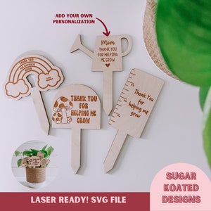 SVG Obrigado por me ajudar a crescer, Estaca de planta, Presente do professor, Arquivo cortado a laser, Arquivo laser moderno, Arquivo SVG, SVG do Dia das Mães