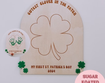 SVG My First St. Patrick's Day Handprint Keepsake, Baby Milestone, St. Patricks Day svg, Cutest Clover, Laser Cut File, SVG File, Laser File