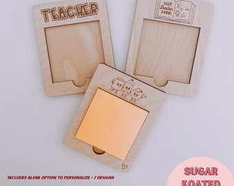 SVG Teacher Post It Holder, Notepad Holder, Laser Cut File, Laser File, Teacher SVG, SVG Files, Laser File, Digital File, Glowforge