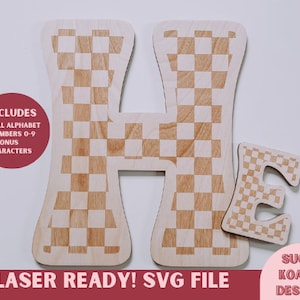 SVG Checkered Alphabet, Checkered Letter File, Retro Letters, Laser Cut File, Laser Files, Trendy Laser File, Retro SVG File