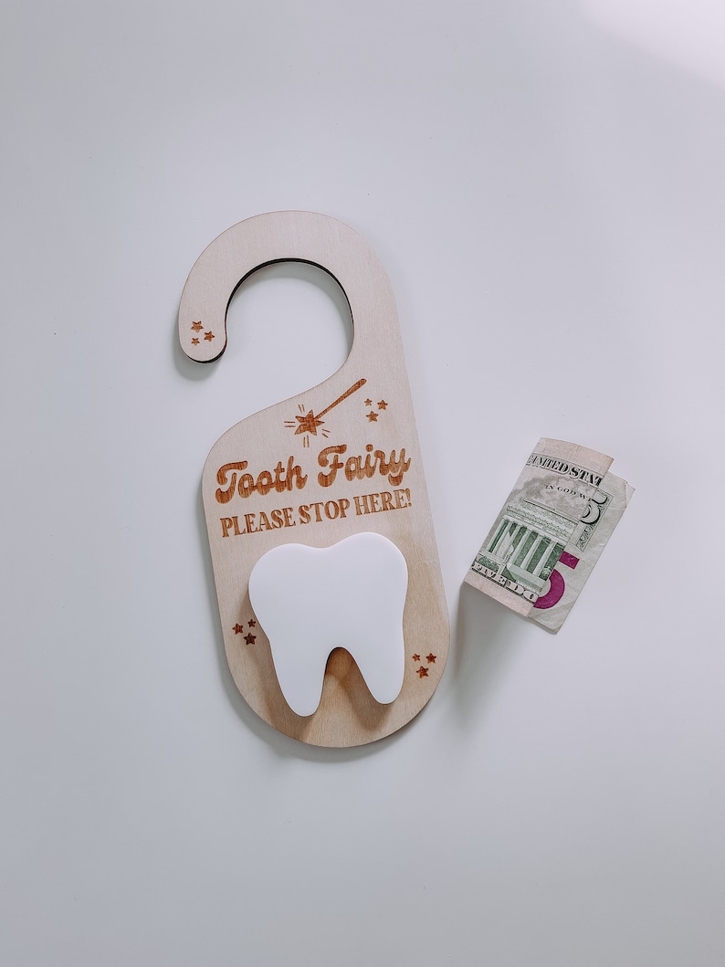 SVG Tooth Fairy Please Stop Here Door Knob Sign, Tooth Fairy SVG, Tooth Fairy Money Holder svg, Laser Cut File, Laser File, SVG Files image 4