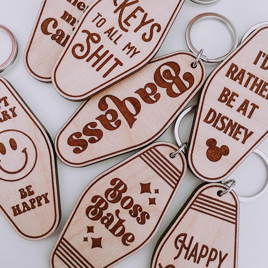Retro Inspired Wooden Motel Keychain Funny Keychain Motel Etsy