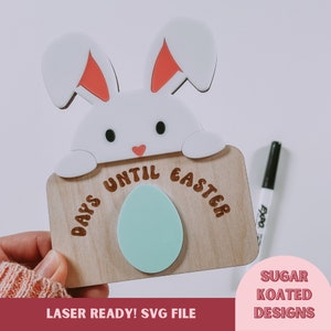 Conto alla rovescia di Pasqua SVG, Giorni fino a Pasqua, Dorme fino a Pasqua, SVG di Pasqua, File tagliato al laser, File laser, File laser alla moda, Etichetta con nome, Glowforge immagine 1