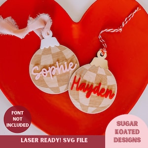 Enfeite de Natal SVG, Enfeite xadrez, Etiqueta de meia SVG, Arquivo de corte a laser, Natal svg, Arquivos SVG, Arquivo a laser, Arquivo digital, Glowforge