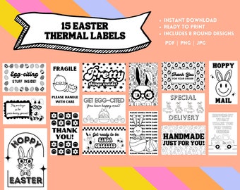 Easter Thermal Label Bundle, Thermal Printer Stickers, Shipping Stickers, Thermal Stickers, Rollo Printer, Stickers for Small Businesses