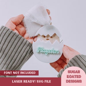 SVG Ostern Namensschild, Ei Namensschild, Ostern SVG, Laser Cut-Datei, Laserdateien, Trendy Laser-Datei, Namensschild, Glowforge