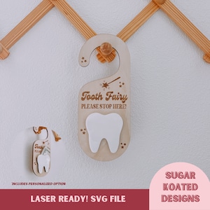 Fée des dents SVG, veuillez vous arrêter ici, panneau de poignée de porte, SVG de fée des dents, porte-monnaie fée des dents svg, fichier découpé au laser, fichier laser, fichiers SVG