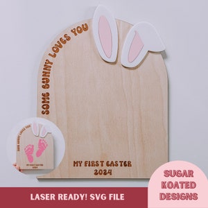 SVG My First Easter Footprint Keepsake, Baby Milestone, Easter svg, Laser Cut File, Trendy Laser File, SVG Files, Some Bunny Loves You