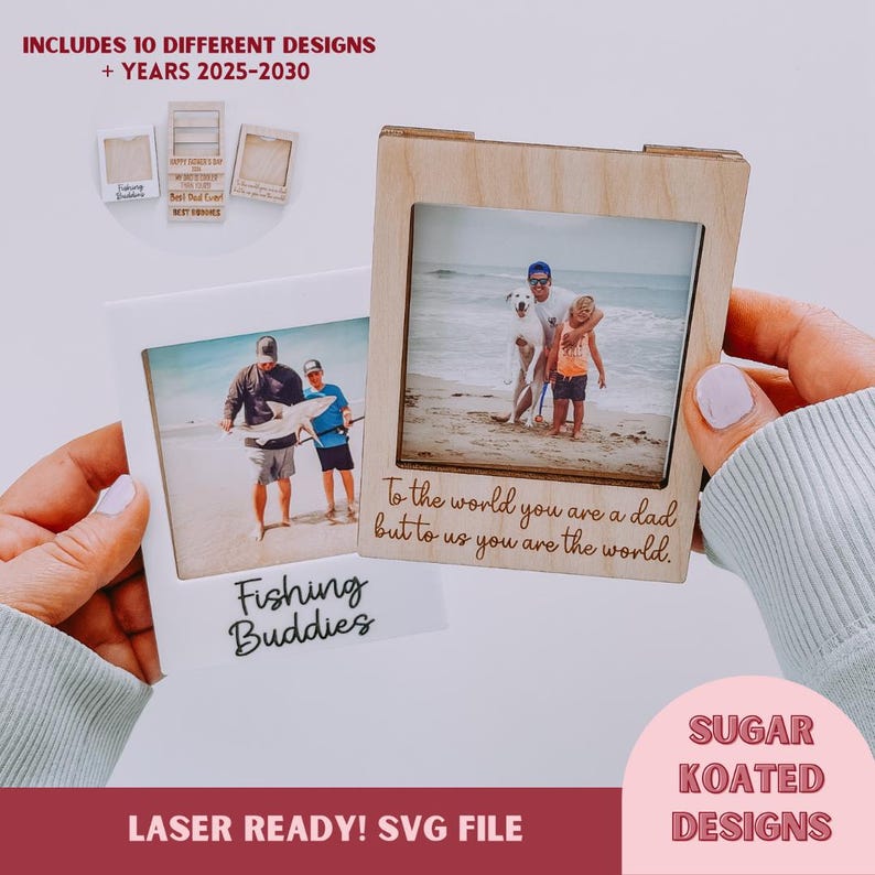 SVG pappa fotoram, fars dag svg, laserskuren fil, laserfil, SVG-filer, laserfil, digital fil, fars dag-present, magnetiskt foto bild 1