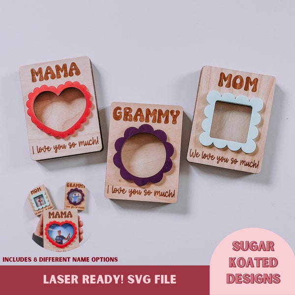 Aimant photo maman SVG, cadre photo maman, fichier découpé au laser, fichier laser, fichiers SVG, fichier laser, fichier numérique, SVG fête des mères, maman svg