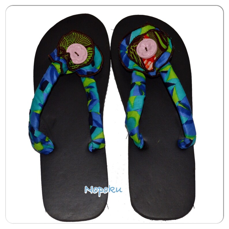 black and blue slippers
