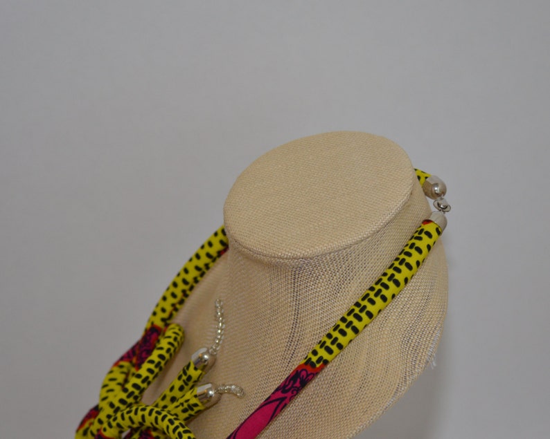 gift,African shop,Handmade necklace,Unique jewelry Statement necklace,Artisan necklaces Jewelry African necklaces Yellow Ankara necklace