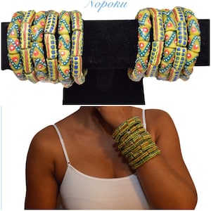Krobo bead bracelet, Beaded bracelets, beading supplies,African bracelets,African trade beads, recycled glass beads,stackable bracelets,gift