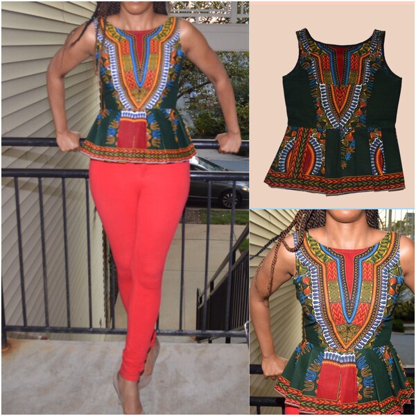 Hale Top, Dashiki Peplum Top, Party Blouse, Ankara Blouse, Kitenge Peplum Top, African Clothing, Gift, Wax Print,Peplum Blouse,African Print