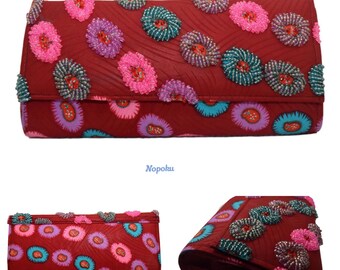 Pochette rosse, Ankara Purse, Pochette di perline, Borse e borse, Borsa di stampa africana, borse Boho, Borsa da sera, Regalo, borse africane, negozio africano