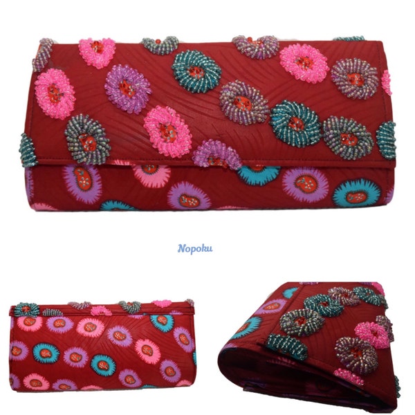 Rote Clutches, Ankara Geldbörse, Perlen Clutch, Taschen und Geldbörsen, afrikanische Druck Tasche, Boho Taschen, Abendtasche, Geschenk, afrikanische Taschen