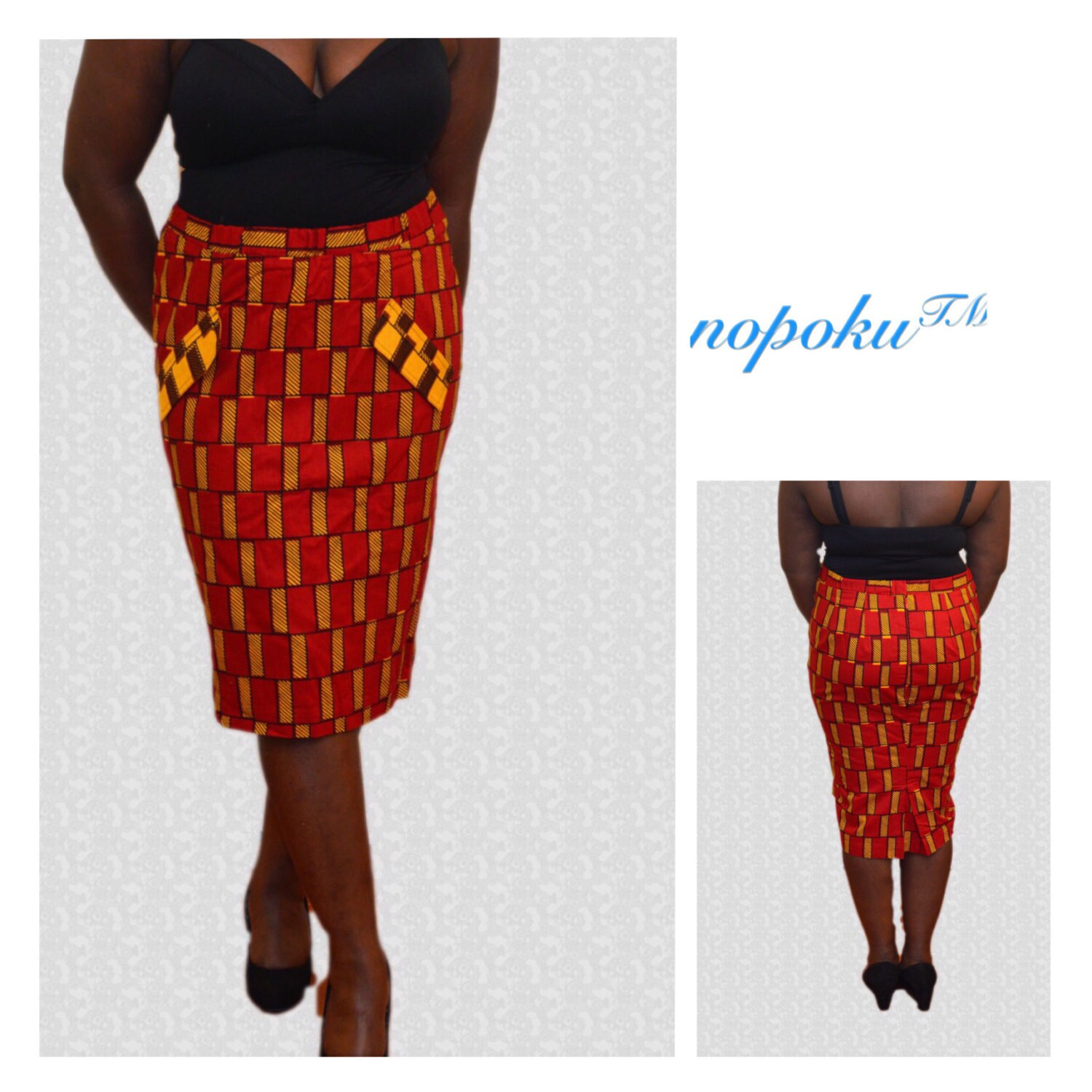 Red Ankara Pencil Skirt Pencil skirts African Print Pencil | Etsy