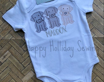 Labrador Dog/Black, Chocolate, Yellow Lab/Monogrammed Body Suit