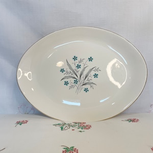 SCIO Hampton Oval Serving Platter, Turquoise and Gray