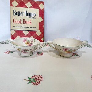 Vintage Creamer Pitcher and Sugar Bowl with Flowers and Green Trim