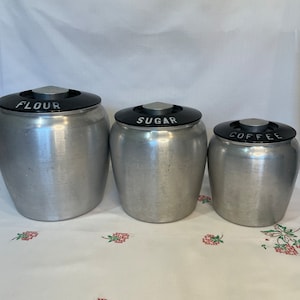 Kromex Kitchen Canister Set, Flour,Sugar, Coffee