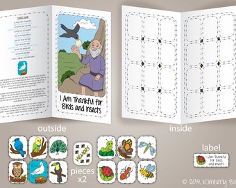 I Am Thankful for Birds and Insects - File Folder Game and BONUS Coloring Pages (LDS Primary 01 - Lesson 13) - Downloadable PDF