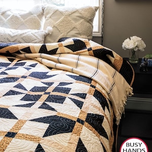 4 Sizes Mariposa Quilt Pattern PDF DIGITAL DOWNLOAD, Throw Twin Queen King, Easy Quilt Patterns, Star Quilt Patterns, Busy Hands Quilts