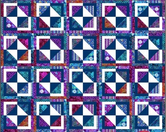 5 Sizes Kindred Quilt Pattern PRINTED, Fat Quarter Quilt Pattern, Quick and Easy, Baby Throw Twin XL Queen King, Busy Hands Quilts