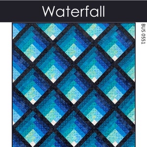 2 Sizes Waterfall Quilt Pattern PRINTED, Two Color Ombre Gradating Pattern, Throw and Queen, Colorwash Log Cabin Blocks, Busy Hands Quilts