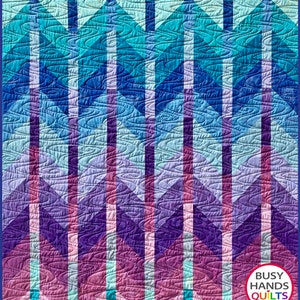 6 Sizes Ombre Mountains Quilt Pattern PRINTED, Baby Lap Throw Twin Queen King, Quick Quilt Patterns, Baby Quilt Patterns, Busy Hands Quilts